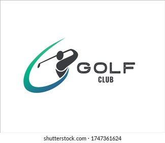 Abstract golf human swing shoot logo design inspiration