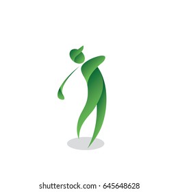 Abstract golf player icon - vector illustration