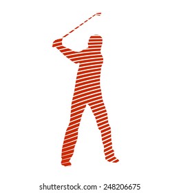 Abstract golf player. Orange lines