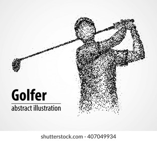 Abstract golfer with a club of black circles. Vector illustration.