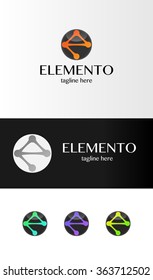 Abstract goo E letter elemento logo 5 color variations