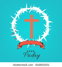Abstract Good Friday editable vector illustration composed of crown of thorns and hand lettering text of GOOD FRIDAY.