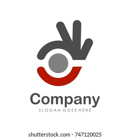 Abstract good, OK gesture logo design template