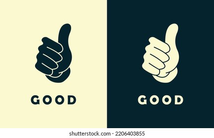 icono del logotipo abstracto de buen pulgar. diseño simple hacia arriba vector. excelente para apreciar los iconos del logotipo.