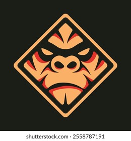 Abstract gorilla illustration in diamond shape