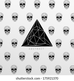 Abstract gothic Background with polygonal modern skull,  crystal skull