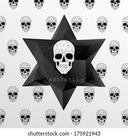 Abstract gothic Background with polygonal modern skull,  crystal skull