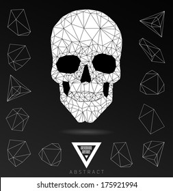 Abstract gothic Background with polygonal modern skull,  crystal skull