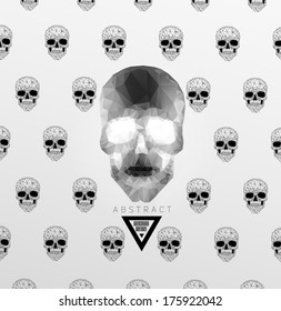 Abstract gothic Background with polygonal modern skull,  crystal skull