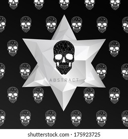Abstract  gothic Background with polygonal modern skull,  crystal skull