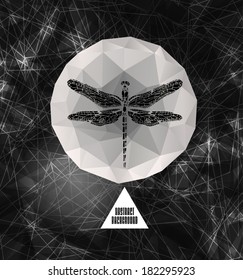 Abstract  gothic sacral illustration with polygon,  crystal design element, symbol, sign for tattoo