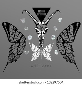 Abstract  gothic sacral illustration with polygon,  crystal design element, symbol, sign for tattoo