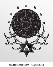 Abstract  gothic sacral illustration with polygon,  crystal design element, symbol, sign for tattoo