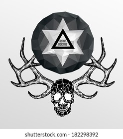 Abstract  gothic sacral illustration with polygon,  crystal design element, symbol, sign for tattoo