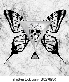 Abstract  gothic sacral illustration with polygon,  crystal design element, symbol, sign for tattoo