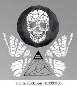 Abstract  gothic sacral illustration with polygon,  crystal design element, symbol, sign for tattoo