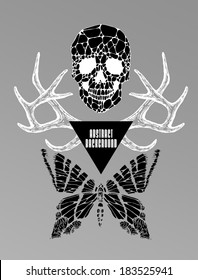 Abstract  gothic sacral illustration with polygon,  crystal design element, symbol, sign for tattoo