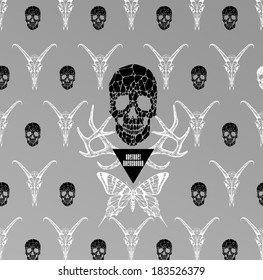 Abstract  gothic sacral illustration with polygon,  crystal design element, symbol, sign for tattoo