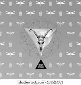 Abstract  gothic sacral illustration with polygon,  crystal design element, symbol, sign for tattoo