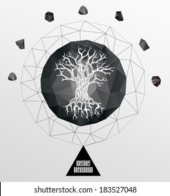 Abstract  gothic sacral illustration with polygon,  crystal design element, symbol, sign for tattoo