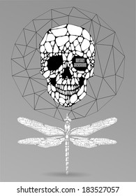 Abstract  gothic sacral illustration with polygon,  crystal design element, symbol, sign for tattoo