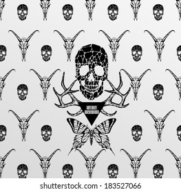 Abstract  gothic sacral illustration with polygon,  crystal design element, symbol, sign for tattoo