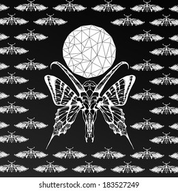 Abstract  gothic sacral illustration with polygon,  crystal design element, symbol, sign for tattoo