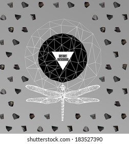 Abstract  gothic sacral illustration with polygon,  crystal design element, symbol, sign for tattoo