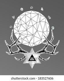 Abstract  gothic sacral illustration with polygon,  crystal design element, symbol, sign for tattoo
