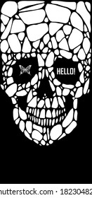 Abstract  gothic sacral skull with polygon,  crystal design element, symbol, sign for tattoo