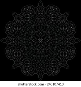 abstract gothic seamless symmetric pattern on black background vector
