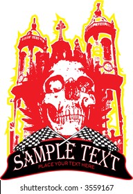 Abstract gothic style logo with a overlayed skull and room to add your own text