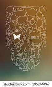 Abstract  gothic thin line design element crystal skull, symbol, sign for tattoo