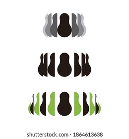 Abstract gourd molecule logo vector template set. You can use it in biotechnology, energy, printing, music and inspiration concept icons.