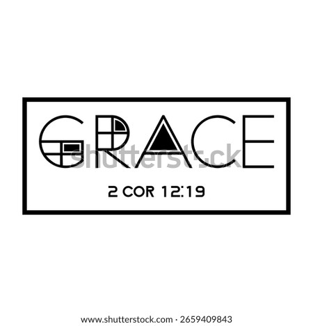 Abstract "GRACE" Typography with 2 Corinthians 12:9 Scripture