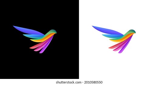 Abstract graceful bird logo icon element modern style illustration. Eagle falcon hawk vibrant gradient emblem sign symbol mark logotype.