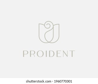 Abstract graceful flower logo icon vector design. Universal linear book, boutique, flower store symbol sign logotype in minimalistic style.