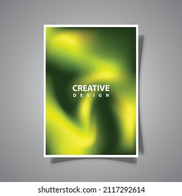 abstract gradation cover template design, yellow green mesh color art, background vector