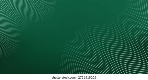 Abstract gradation of dark green with wavy lines background. Wavy lines modern cyber digital. Simple model. Modern digital waves. Vector illustration