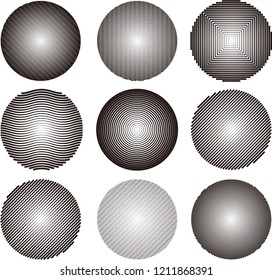 Abstract gradation line circle set