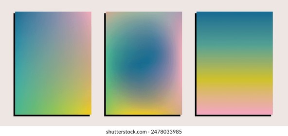 Abstract gradiant mesh background set, bright pastel colors vintage summer gradient poster backdrop