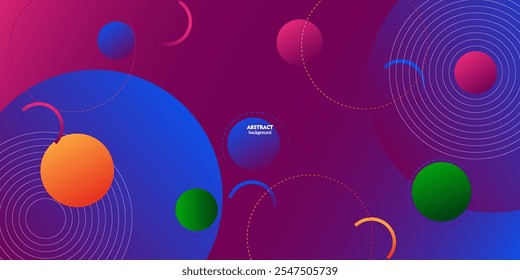Fundo de gradiente abstrato 3D com design de padrão de círculo roxo e azul claro. Design de plano de fundo de gradiente de cor dinâmico. eps10
