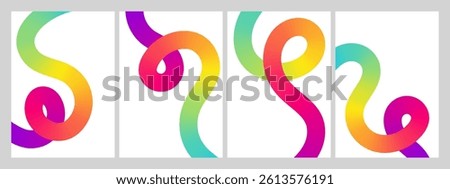 Abstract gradient with 3D curved color lines on white background, vector posters and modern print designs