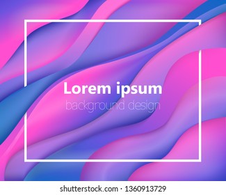 Abstract gradient 3D liquid flowing background. Futuristic vector design layout for banners presentations, flyers and posters. Fluid colorful shapes composition in pink and purple violet shades