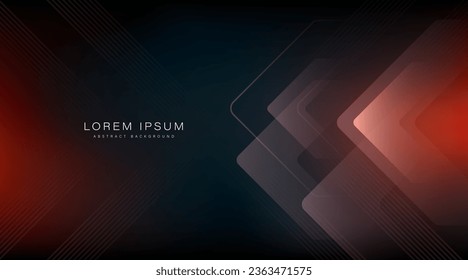 Abstract gradient arrow shape on dark background. Dynamic shape. Modern graphic elements. Minimal geometric shape design. Futuristic technology concept. Vector illustration