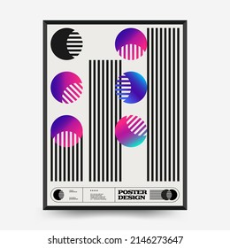 Resumen de afiches de arte Gradiente para una exposición de arte. Plantilla vectorial con elementos de formas primitivas, estilo hipster moderno.