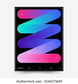 Abstract Gradient art posters for an art exhibition. Vector template with primitive shapes elements, modern hipster style.