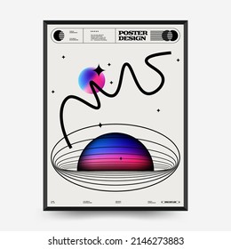 Resumen de afiches de arte Gradiente para una exposición de arte. Plantilla vectorial con elementos de formas primitivas, estilo hipster moderno.