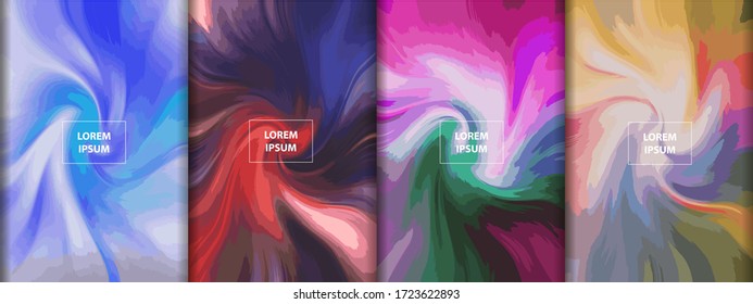 Abstract gradient artwork. Colorful lines, flat style background. Fluid inks creative texture