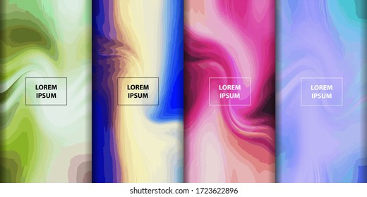  Abstract gradient artwork. Colorful lines, flat style background. Fluid inks creative texture
